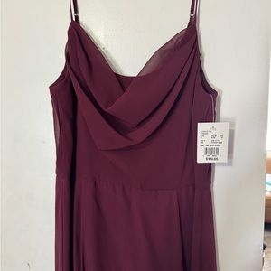 Wine cowl neck full length dress!